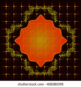 Abstract colorful vector background with ornate frame and empty space for message.