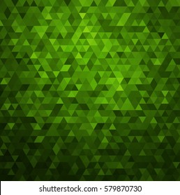 Abstract Colorful Vector Background With Triangles. Shiny Geometric Mosaic. Green Triangle Pattern