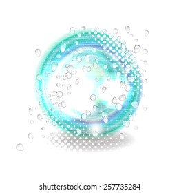 Abstract colorful vector background with water effect and halftone 