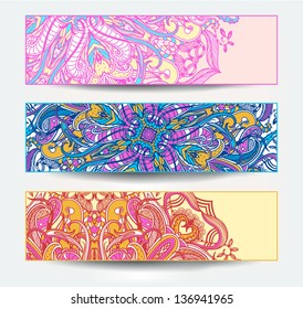 abstract colorful vector banners with ornate ornaments