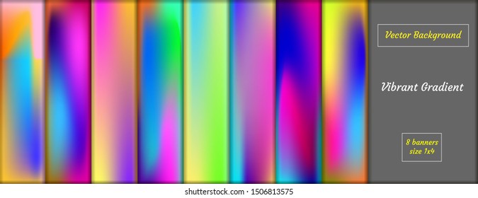 Abstract colorful vector blurred gradient backgrounds. Holographic template for your cover and design