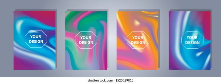 Abstract colorful vector blurred gradient backgrounds. Holographic template for your cover and design