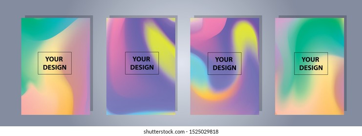 Abstract colorful vector blurred gradient backgrounds. Holographic template for your cover and design