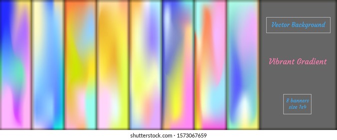 Abstract colorful vector blurred gradient backgrounds. Holographic template for your cover and design