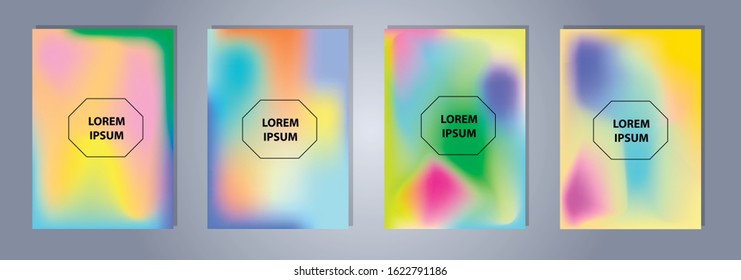 Abstract colorful vector blurred gradient backgrounds. Holographic template for your cover and design