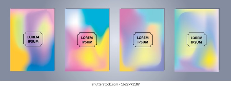 Abstract colorful vector blurred gradient backgrounds. Holographic template for your cover and design