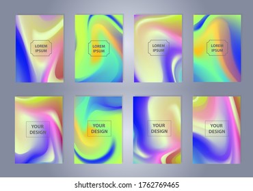 Resumen de fondo de gradiente difuminado por vectores coloridos. Plantilla holográfica para su portada y diseño