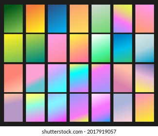Abstract colorful vector blurred gradient backgrounds. Holographic template for your cover and design