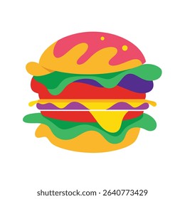 Abstract Colorful Vector Burger Illustration Red Yellow Green Purple