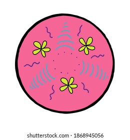 Resumen del círculo vectorial colorido. Un elemento decorativo de forma redondeada con un adorno. Patrón étnico. Símbolo multicolor para diseño