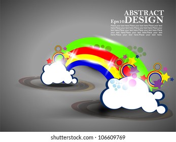 Abstract colorful vector cloud design art in gray background.