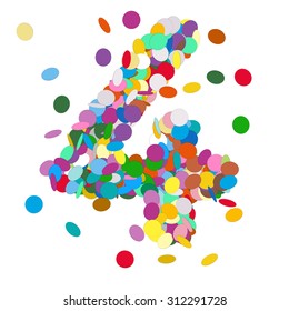 Abstract Colorful Vector Confetti Number Four - 4 - Birthday, Party, New Year, Jubilee - Number, Figure, Digit