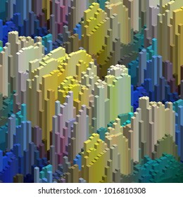 Abstract colorful vector cube. Vector illustration. Yellow, blue, green colors.