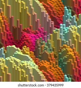 Abstract colorful vector cube. Vector illustration. Red, yellow, orange, pink colors. 