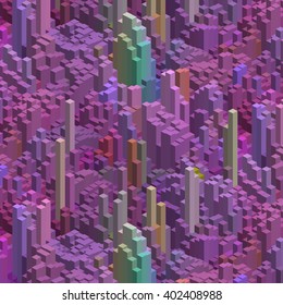 Abstract colorful vector cube. Vector illustration. pink, purple, green colors. 