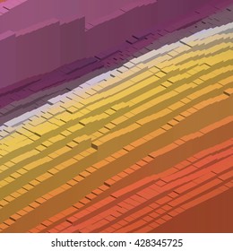 Abstract colorful vector cube. Vector illustration. Purple, yellow, orange colors.               