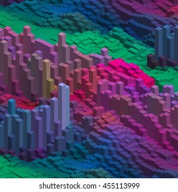 Abstract colorful vector cube. Vector illustration. Blue, pink, green colors. 