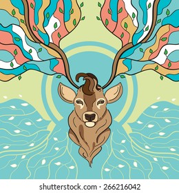 Abstract colorful vector deer image