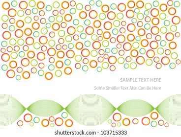 abstract colorful vector design with symmetrical waves and circles and place for your text isolated on white background