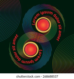 Abstract colorful vector design of twirl design elements with space for text