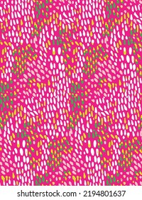 Resumen de puntos de vectores coloridos Colores de moda a la moda Patrón sin inconvenientes Cuadros detallados dibujados a mano Perfecto para la impresión de tela de alamante o envolver papel Huesos de fucsia