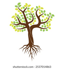Abstract Colorful Vector Green Tree Logo, Icon. Stock Illustration.