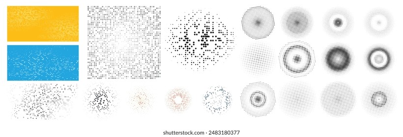 Abstract colorful vector halftone dots round shapes background collection