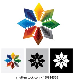 Abstract colorful vector icon logo of star creative design symbol. This illustration with vivid and vibrant colors include orange, red, blue, pink and green colors
