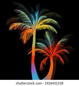 abstract colorful vector palm tree. Hello summer. Mixed media. Vector illustration