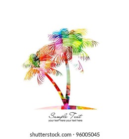 Abstract Colorful Vector Palm Tree