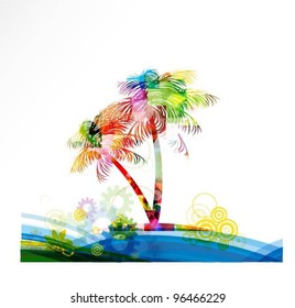 abstract colorful vector palm tree