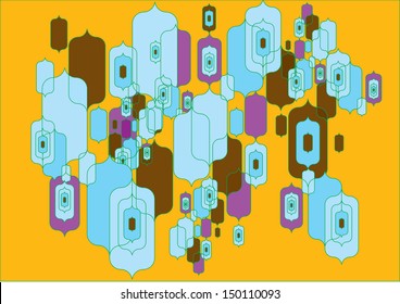 Abstract colorful vector pattern in vintage warm color background 