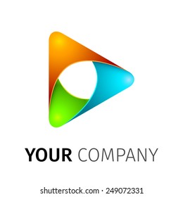 Abstract colorful vector play logotype on a white background, excellent vector illustration, EPS 10
