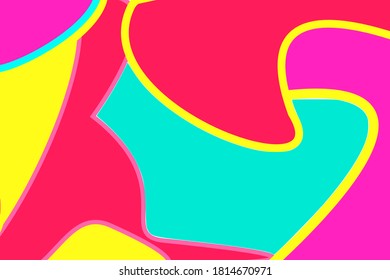 Abstract colorful vector pop art style background design. Bright azure blue, purple and yellow trendy hipster fluid banner design, liquid wavy creative color mesh vector