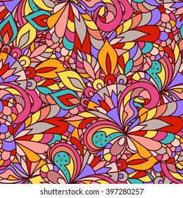 Abstract colorful vector seamless pattern, bright motley background, vivid ornament for wrapping paper design