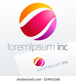 Abstract colorful vector sign in sphere shape. Logo for Media, Fashion, Cosmetics