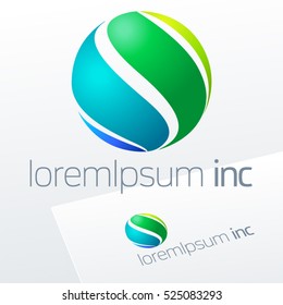 Abstract colorful vector sign in sphere shape. Logo for Ecology, Cosmetic, Pharmacy and Medicine activity