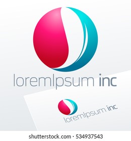 Abstract colorful vector sign in sphere shape. Logo for Media, Fashion, Cosmetics