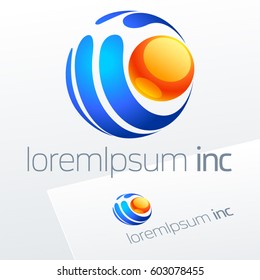 Abstract colorful vector sign in sphere shape. Logo for Business, Travel and Tourism