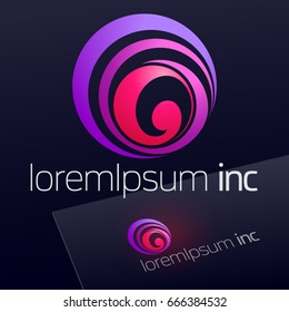 Abstract colorful vector sign in sphere shape. Logo for Media, Fashion, Cosmetics