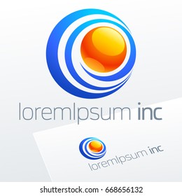 Abstract colorful vector sign in sphere shape. Logo for Business, Travel and Tourism