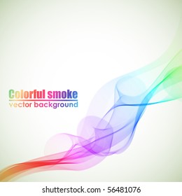 Abstract colorful vector smoke background with copy space.