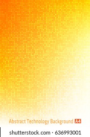Abstract colorful vector technology circle pixel digital gradient background with red, orange, yellow colors, business bright pattern backdrop with round pixels in A4 paper size. 