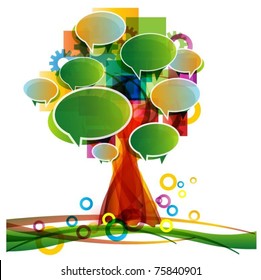 abstract colorful vector tree with speech bubbles