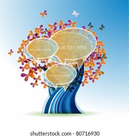 abstract colorful vector tree with speech bubbles