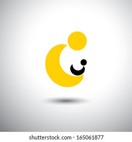 abstract colorful vector young mother nursing her child. This abstract graphic can also represent mother children love & care, parental care, child protection, childhood joy, motherhood, etc 