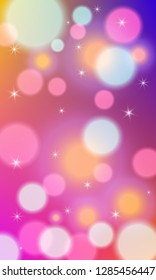 Abstract colorful vertical background with bokeh lights and lens flare. Vector illustration.