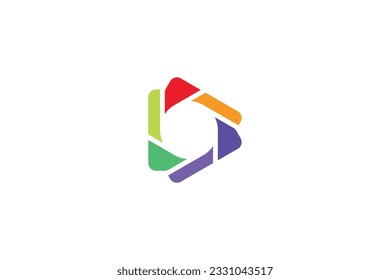 Abstract colorful video play button logo design