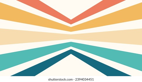 Abstract Colorful vintage 1970 Hippie Retro Minimal stylish wallpaper background of rainbow groovy Wavy Line design with dirty texture. use to cloth, textile, poster, banner, decorative, wall art.