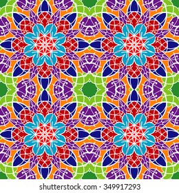 Abstract colorful vintage pattern. Good for tiles, printing on paper and fabric.